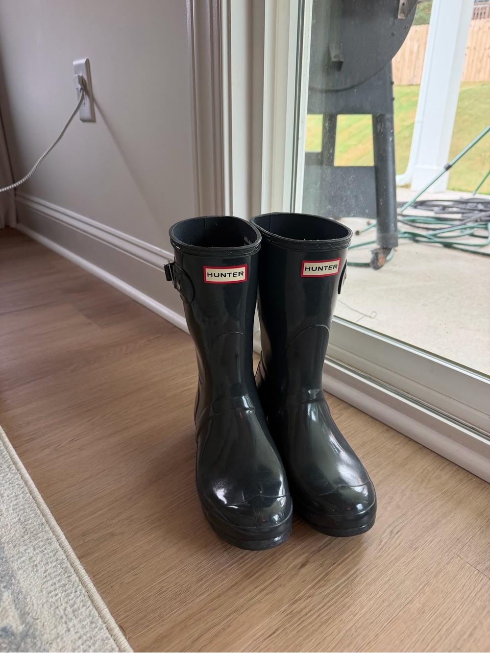 Hunter Kids' Gloss Black Rain Boots with Side Buckle